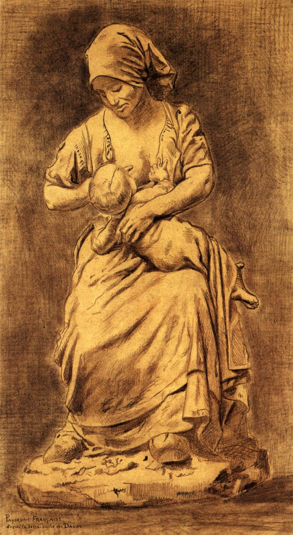 French Peasant Woman Suckling Her Baby after Dalou 