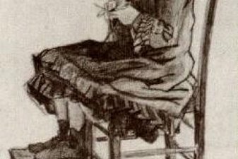 Girl Sitting, Knitting