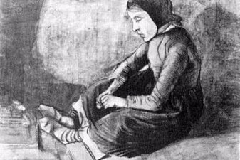 Girl with Black Cap Sitting on the Ground