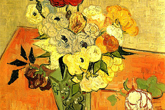 Japanese Vase with Roses and Anemones