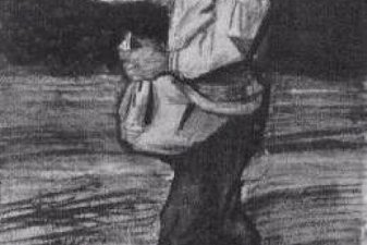 Man Feeding Chickens or Sowing