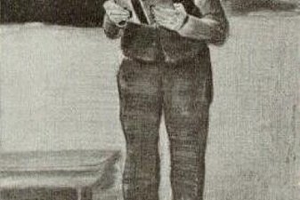 Man, Standing, Reading a Book