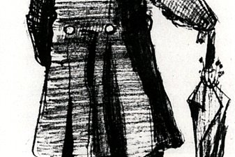 Orphan Man with Long Overcoat and Umbrella, Seen from the Back 2