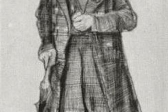 Orphan Man with Top Hat and Umbrella Looking at his Watch