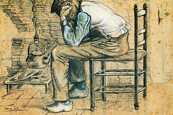 Peasant Sitting by the Fireplace (Worn Out)