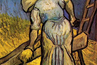 Peasant Woman Cutting Straw after Millet