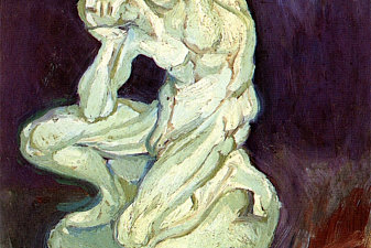 Plaster Statuette of a Kneeling Man
