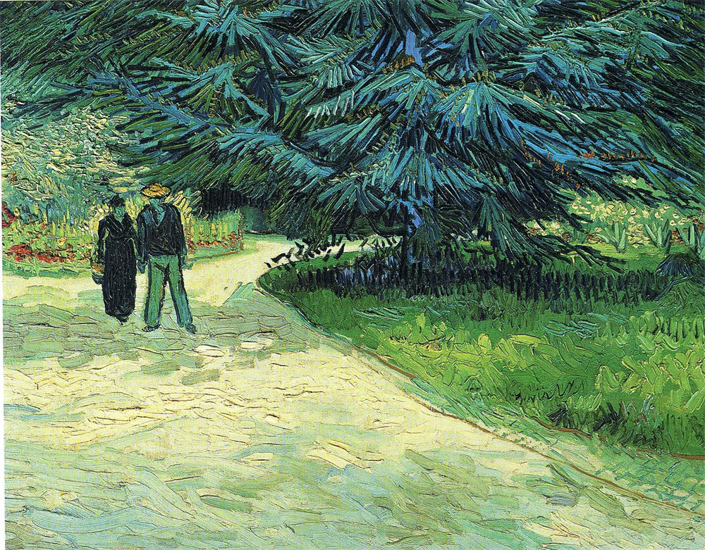 Public Garden with Couple and Blue Fir Tree (The Poet s Garden III) 