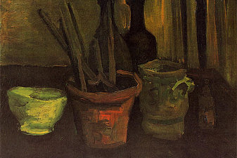 Still Life of Paintbrushes in a Flowerpot