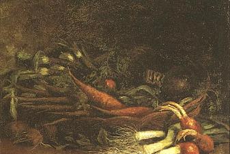 Still life with a basket of vegetables