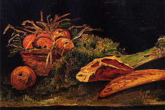 Still Life with Apples, Meat and a Roll