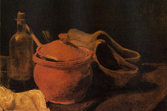 Still Life with Earthenware, Bottle and Clogs