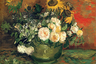 Still Life with Roses and Sunflowers