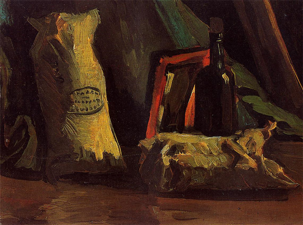 Still Life with Two Sacks and a Bottle 