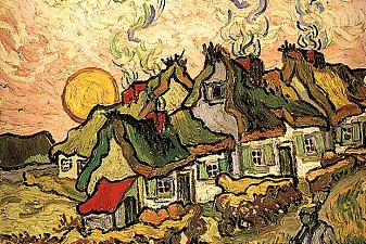 Thatched Cottages in the Sunshine Reminiscence of the North