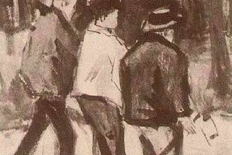 Three Woodcutters Walking