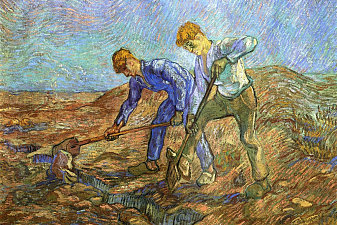Two Peasants Diging (after Millet)