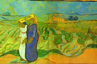 Two Women Crossing the Fields