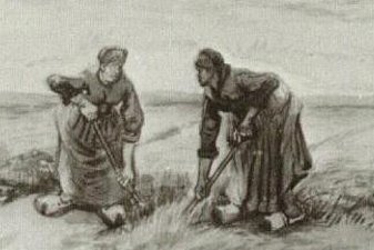 Two Women Talking to Each Other While Digging