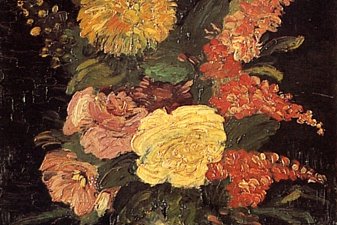 Vase with Asters, Salvia and Other Flowers