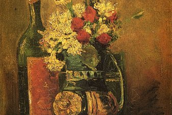 Vase with Carnations and Bottle