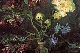 Vase with Myosotis and Peonies