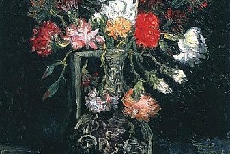 Vase with White and Red Carnations