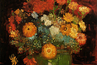 Vase with Zinnias