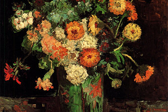 Vase with Zinnias and Geraniums