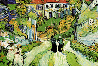 Village Street and Steps in Auvers with Figures
