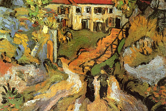 Village Street and Steps in Auvers with Two Figures