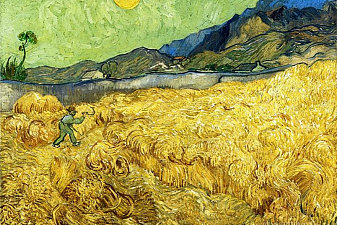 Wheat Field with Reaper and Sun