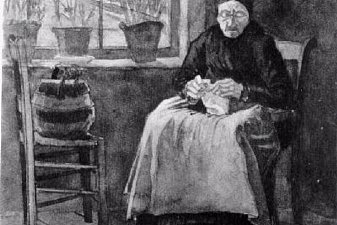 Woman at the Window, Knitting