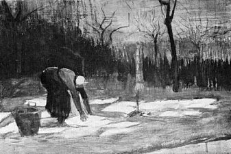 Woman Spreading Out Laundry on a Field