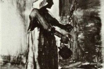 Woman with Kettle by the Fireplace