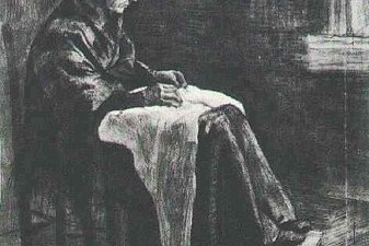 Woman with Shawl, Sewing