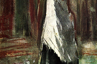 Woman with White Shawl in a Wood