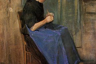 Young woman knitting